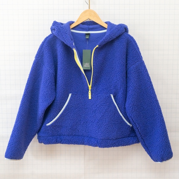 *NWT* Wild Fable Half Zip Anorak Hoodie Sherpa - Cobalt/Light Blue - Size M - Picture 3 of 11